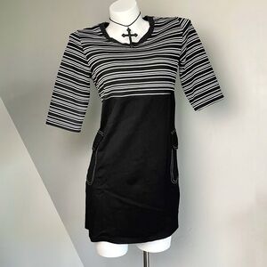 Y2k Harajuku Black Striped Mini Dress